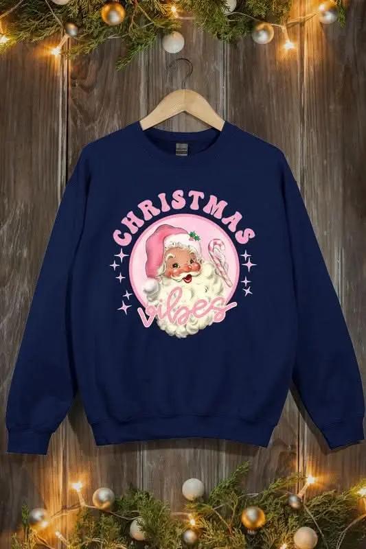 Pink Christmas Vibes Graphic Fleece Sweatshirts - Love Salve